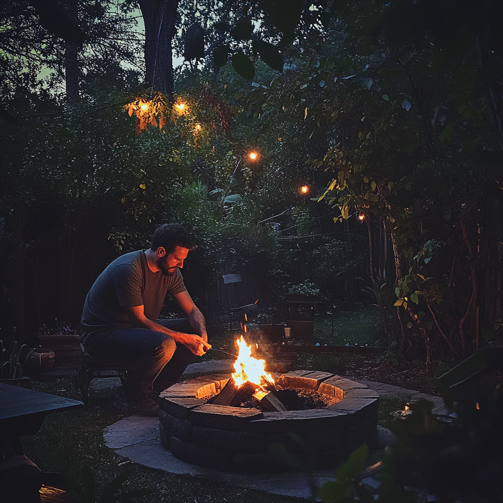 A man starting a fire | Source: Midjourney