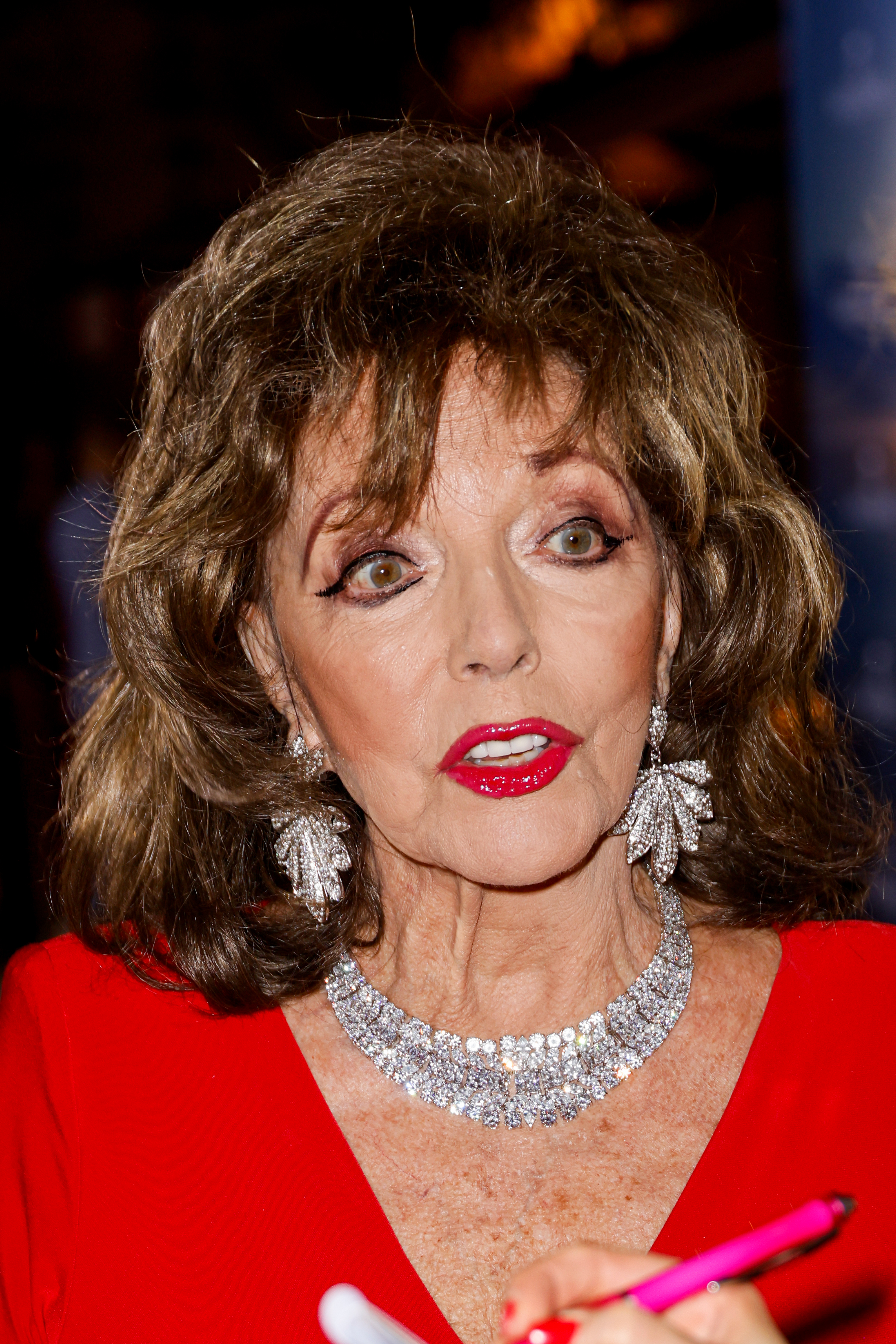 British actress Joan Collins during the Remus Charity Night on August 5, 2021 in Palma de Mallorca, Spain. | Source: Getty Images