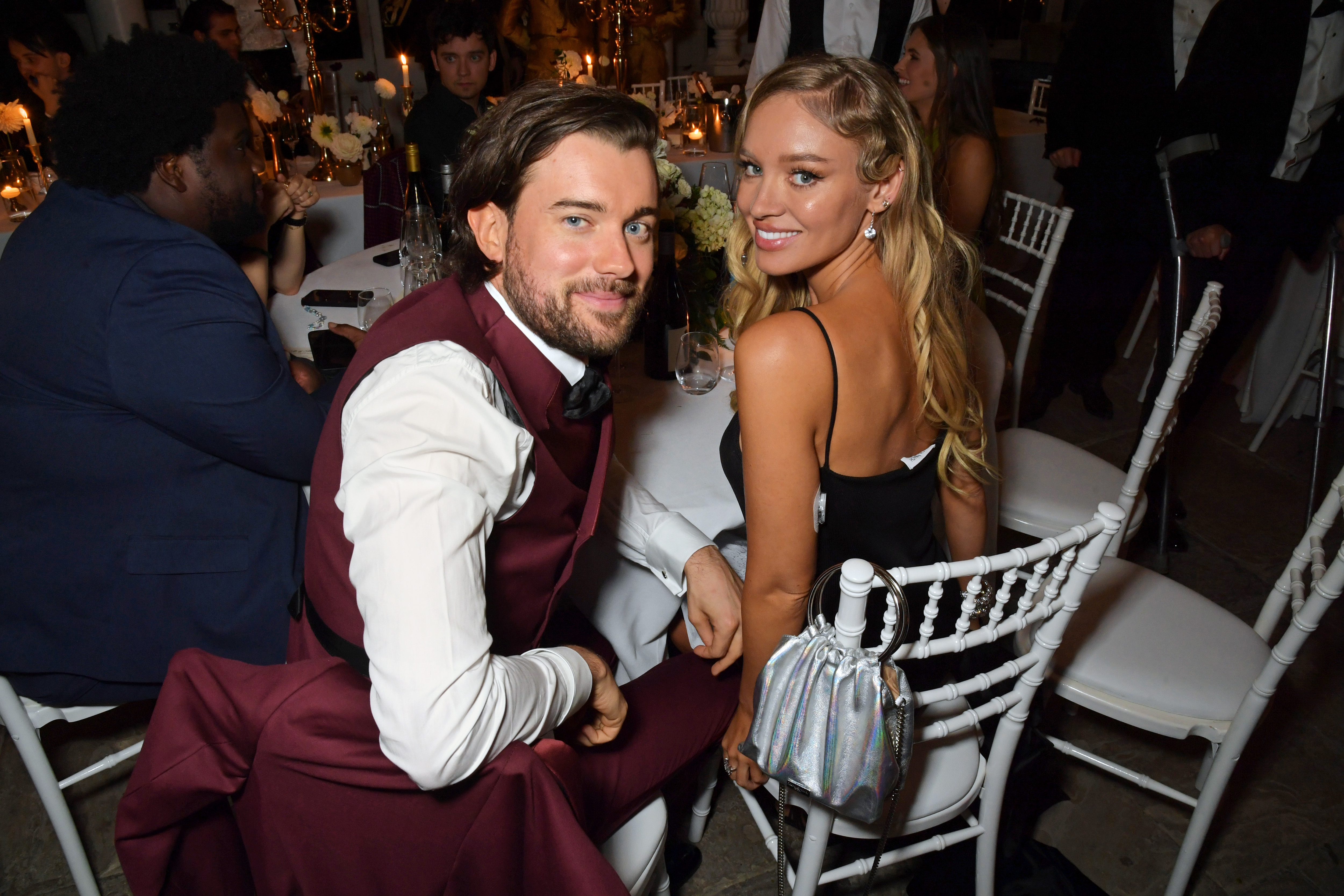 Jack Whitehall and Roxy Horner attend Joshua Kane and Lottie Archer's wedding at Syon House, on October 4, 2022, in London, England. | Source: Getty Images