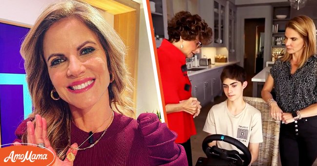 Natalie Morales posed for a photo on Instagram, 2021 [Left] Morales and her son, Josh Rhodes, in a driving segment for "Today" in 2019 [Right] | Photo: Instagram/nataliemoralestvv & Facebook/Today