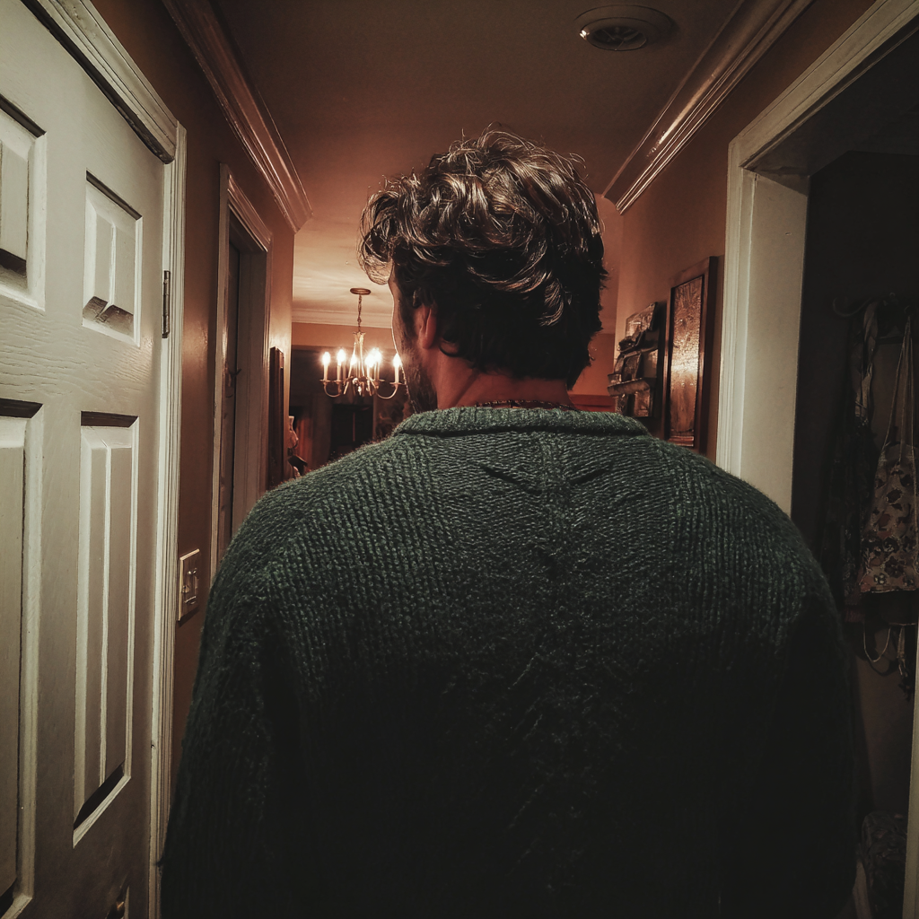 A man walking down a hallway | Source: Midjourney