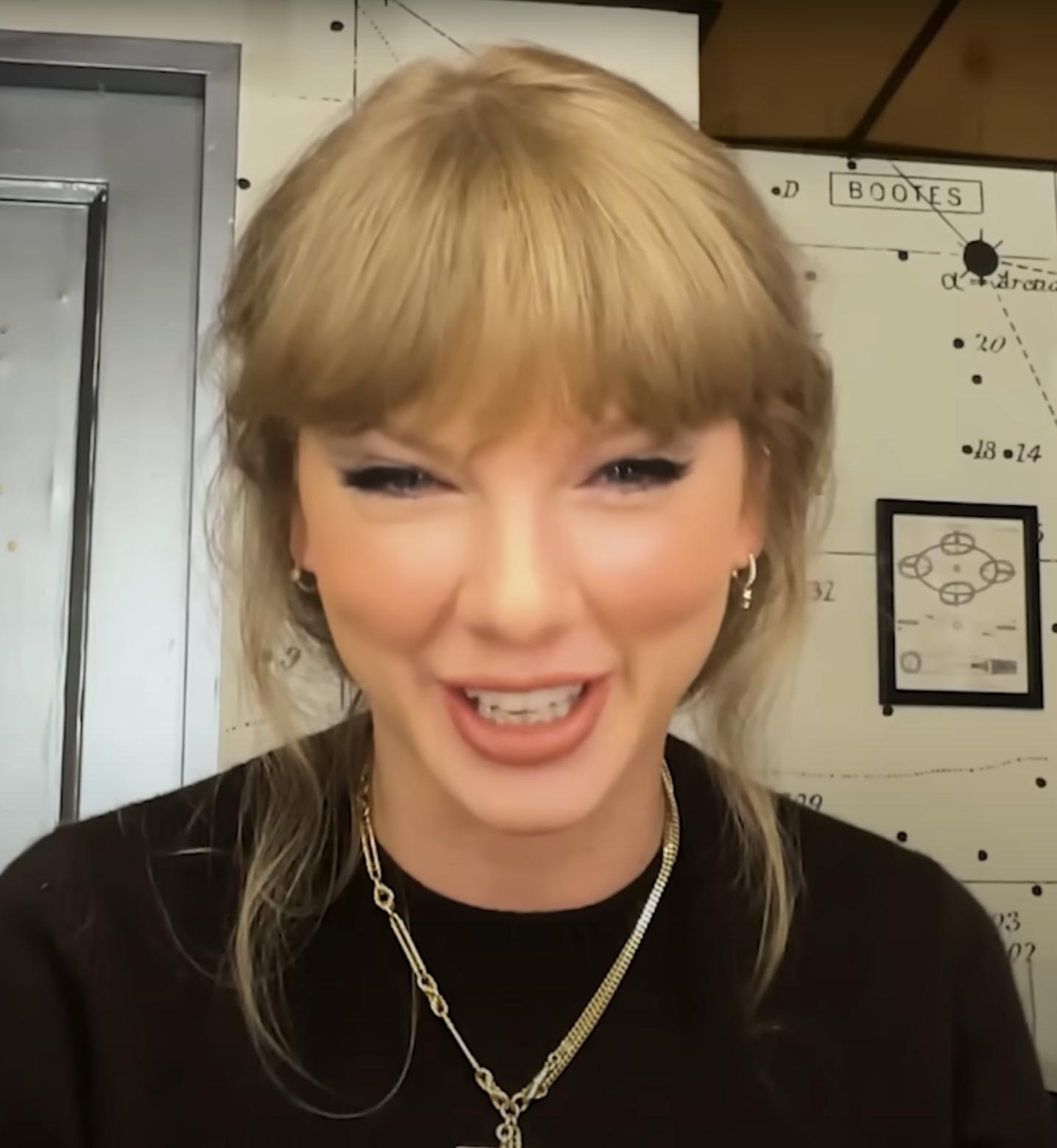 Taylor Swift's makeup look during her interview on "The Zane Lowe Show," which aired on October 8, 2025. | Source: YouTube/Apple Music