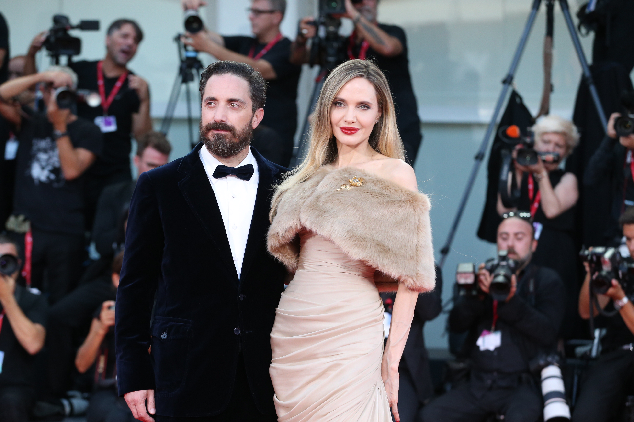 Pablo Larraín and Angelina Jolie on August 29, 2024, in Venice, Italy | Source: Getty Images