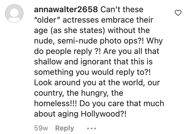A fan's comment on Suzanne Somers' photo | Source: Instagram/suzannesomers