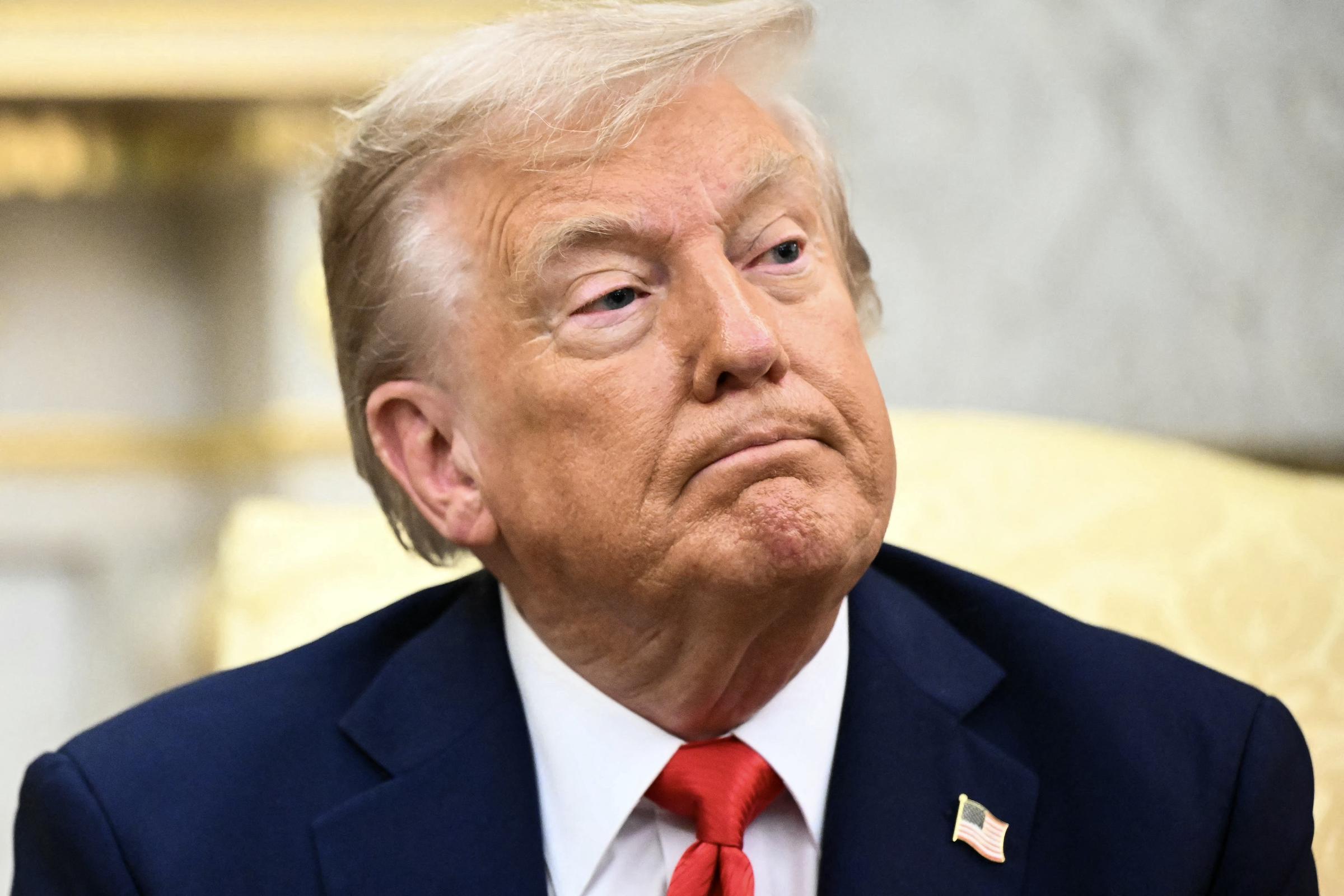 Donald Trump speaks to the press during a bilateral meeting with South Korean President Lee Jae Myung in the Oval Office in Washington, DC, on August 25, 2025. | Source: Getty Images