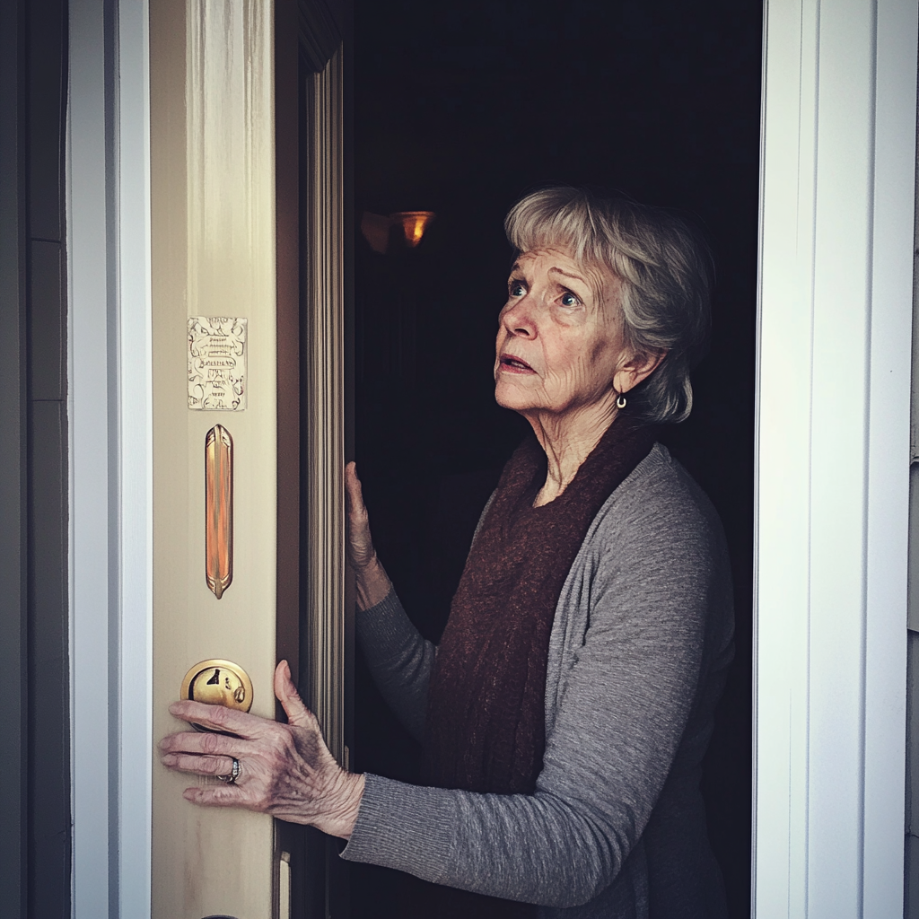 An older woman opening a door | Source: Midjourney