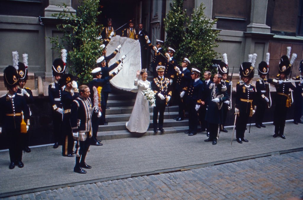 King Carl XVI Gustaf of Sweden marries the German Silvia Sommerlath at Stockholm, Sweden 1976. | Source: Getty Images