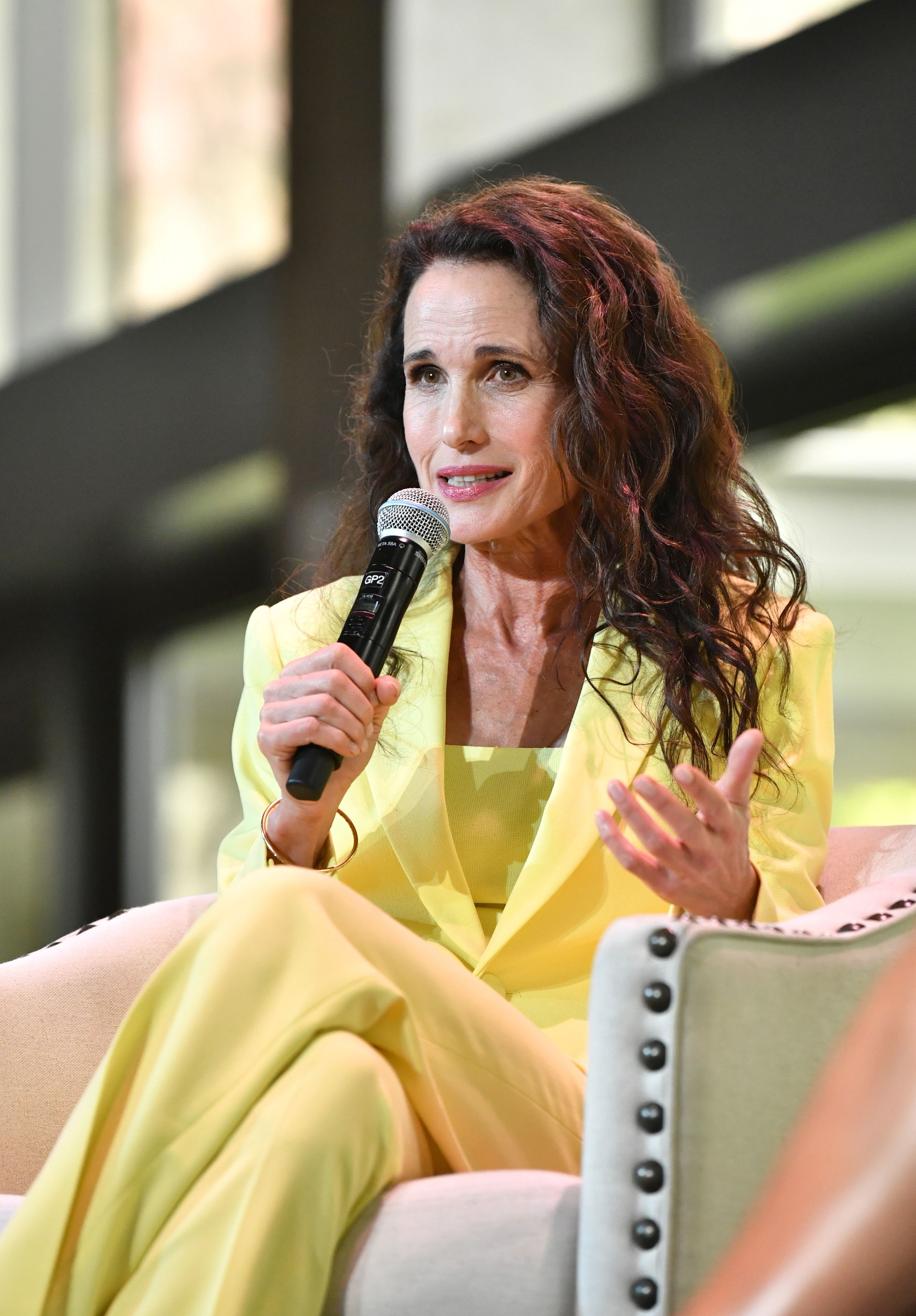Andie MacDowell talks at the National Women's History Museum's 8th Annual Women Making History Awardsat Skirball Cultural Center on March 08, 2020 in Los Angeles, California. | Source: Getty Images