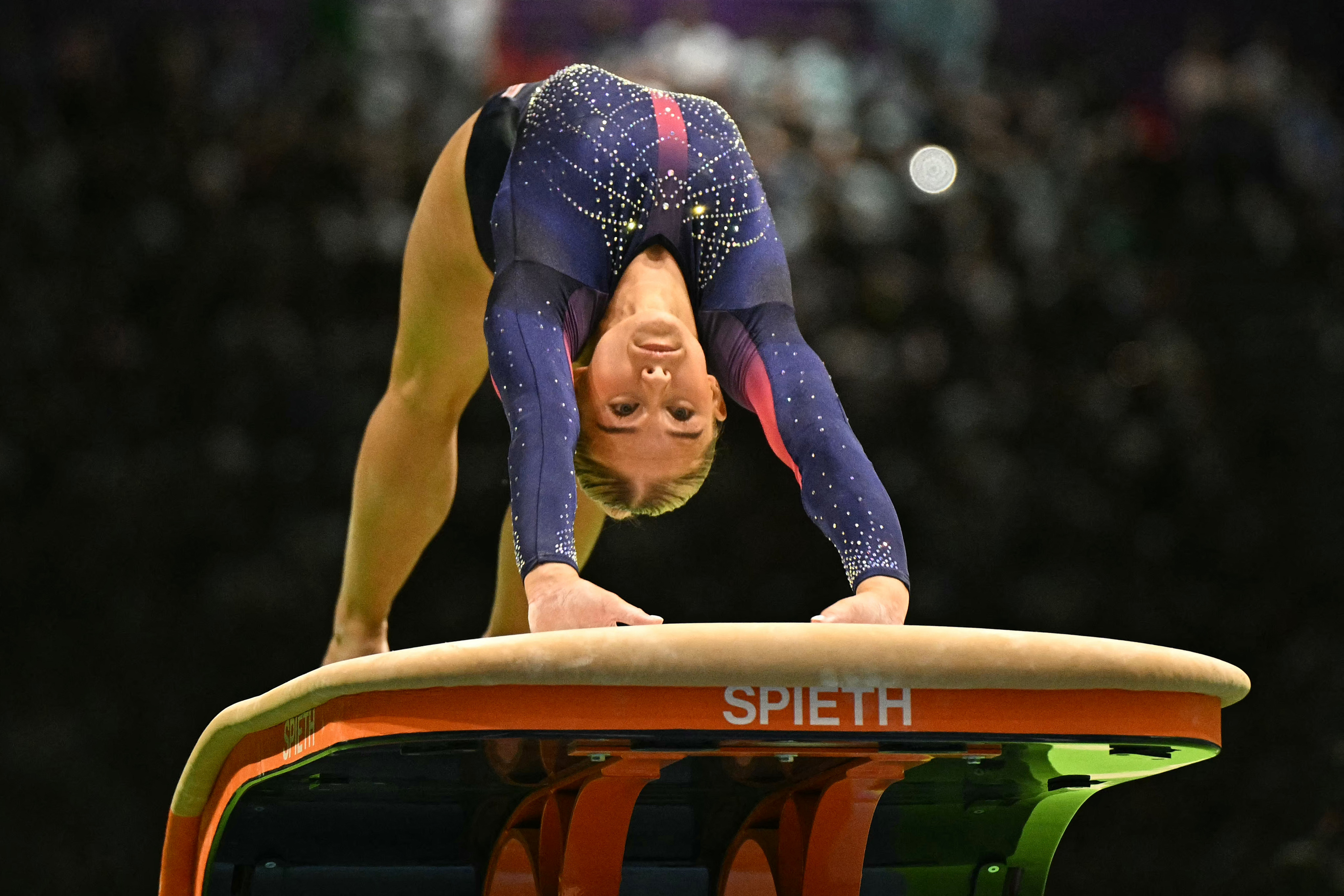 Ruby Evans competing on the Vault during the Seniors Women's Team Finals at the 35th Artistic Gymnastics European Women's Championships in Rimini, Italy on May 5, 2024 | Source: Getty Images