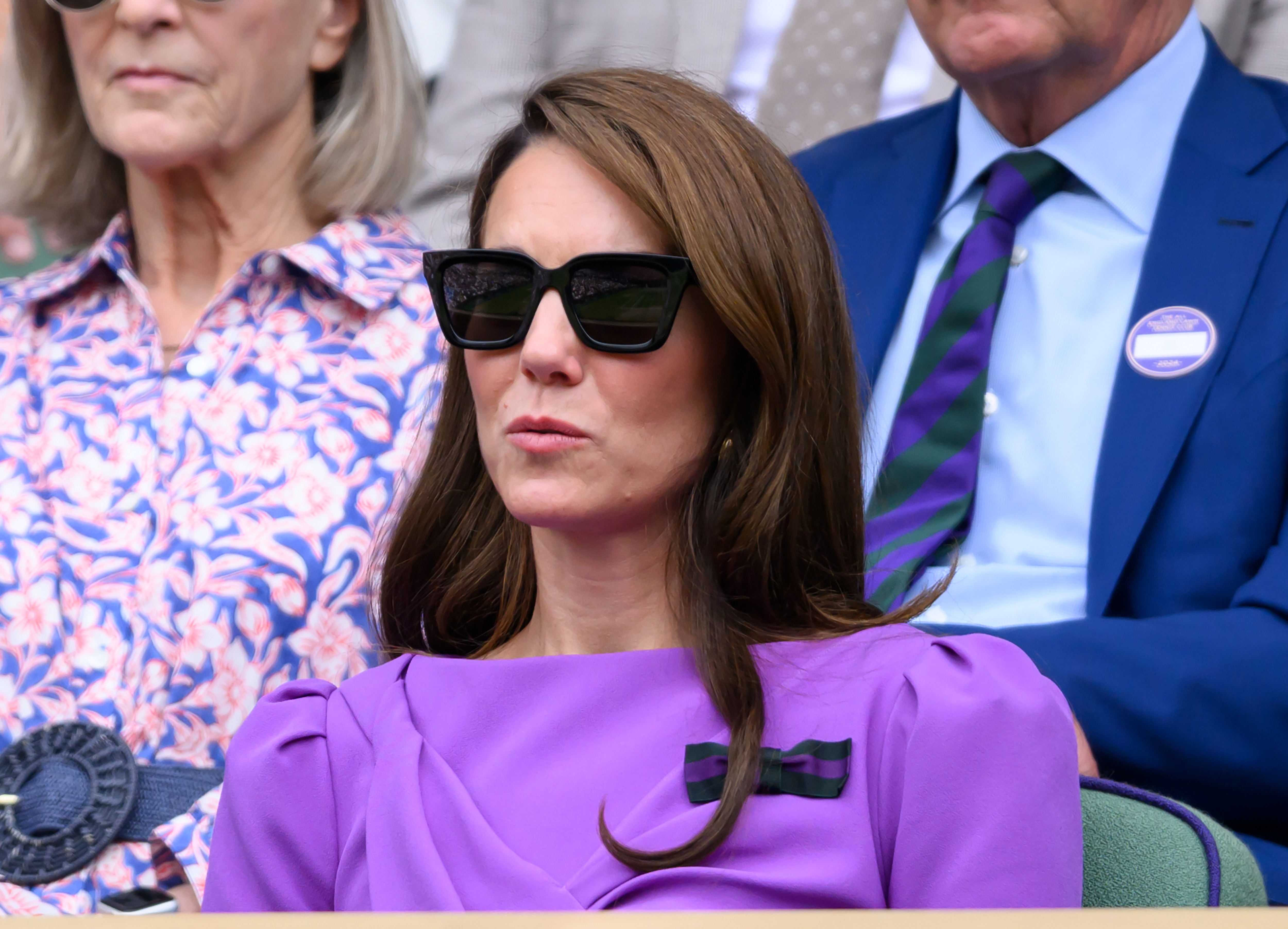 Kate Middleton pictured court-side of Centre Court at the Wimbledon Tennis Championships on July 14, 2024, in London, England. | Source: Getty Images