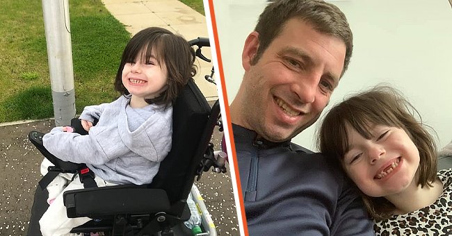 Arabella Green on her wheel chair smiling [left] Arabella Green and her dad, William smiling in a selfie [right]. | Photo: facebook.com/PrincessEllaAMC