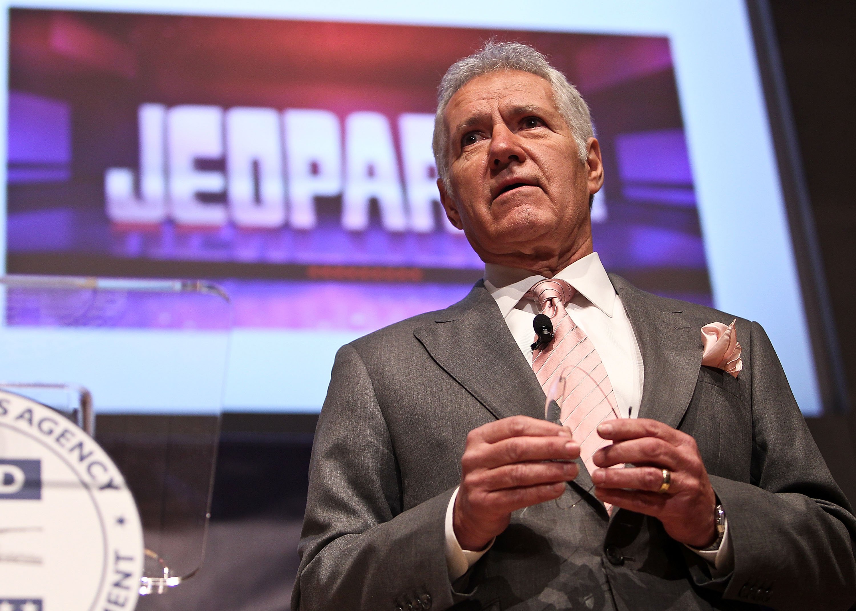 Alex Trebek moderating at "A Grand Challenge for Development Launch" on November 18, 2011. | Photo; Getty Images. 
