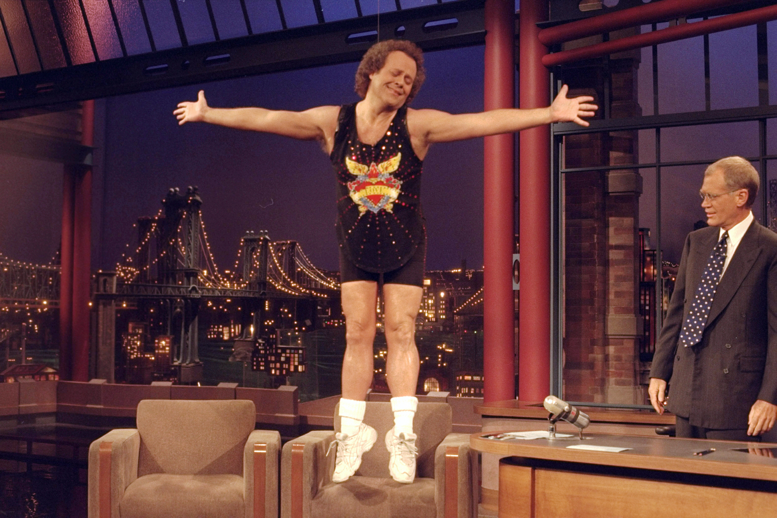 Richard Simmons on the "Late Show with David Letterman" on May 11, 2000 | Source: Getty Images