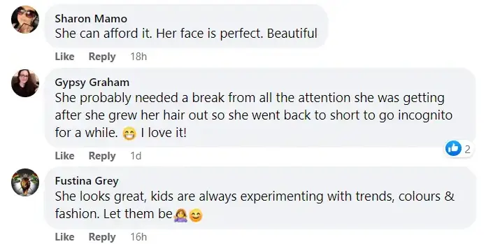 Fan comments on Shiloh Jolie-Pitt's new haircut in Studio City, Los Angeles in a post shared on August 30, 2023 | Source: Facebook/New York Post Health & Parenting