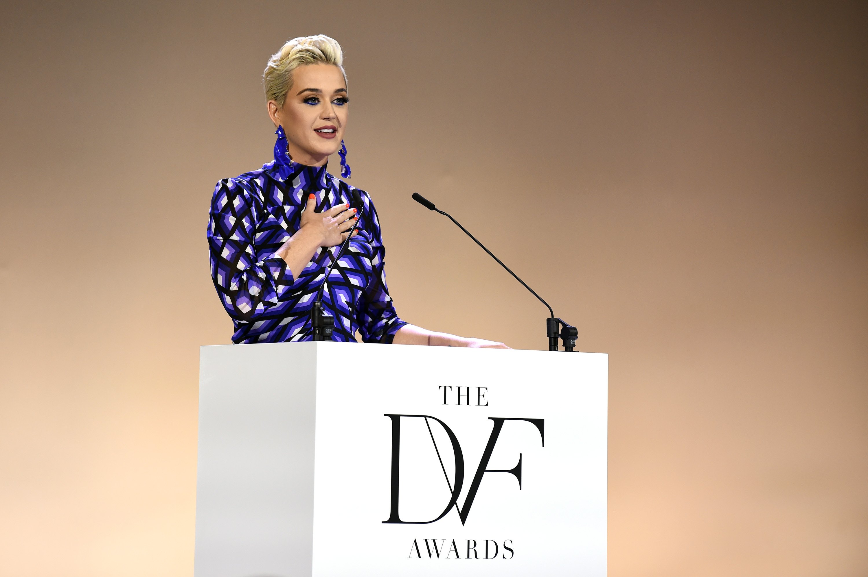 Katy Perry speaks onstage during 10th Annual DVF Awards at Brooklyn Museum on April 11, 2019 in New York City | Photo: Getty Images 