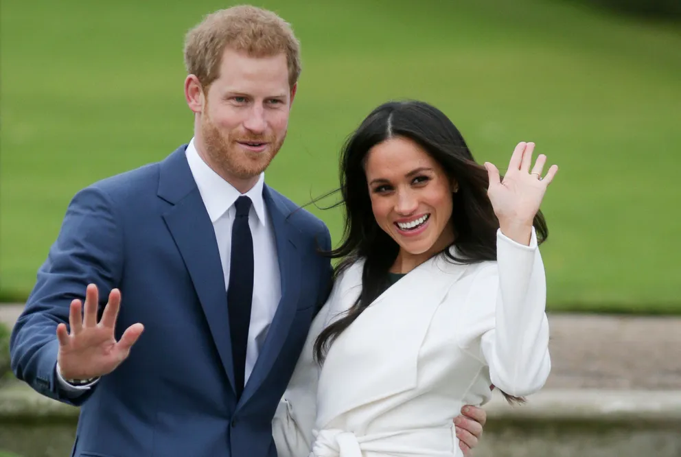 Le prince Harry et Meghan Markle lors de l'annonce de leurs fiançailles, le 27 novembre 2017 | Source : Getty Images