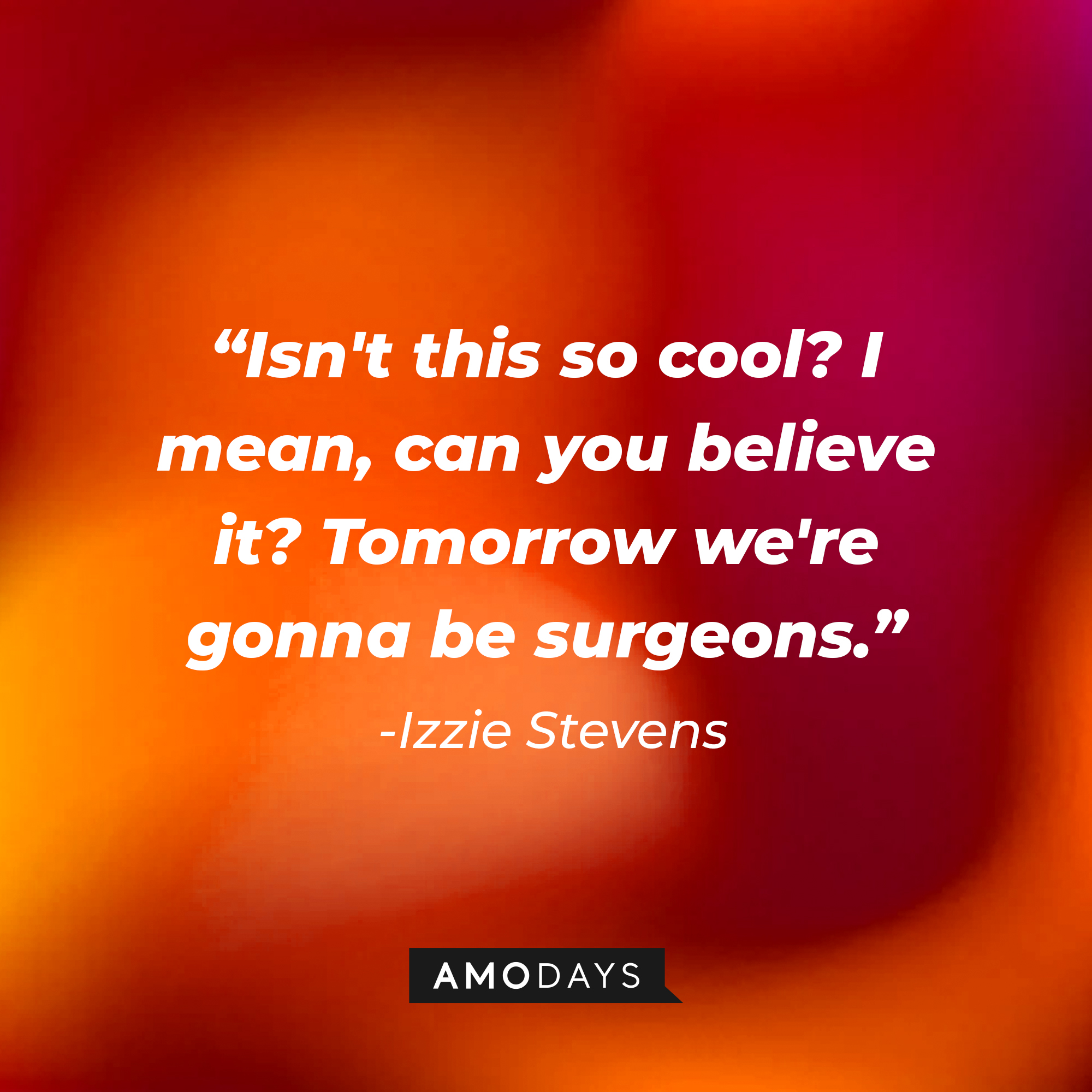 Izzie Stevens's quote: "Isn't this so cool? I mean, can you believe it? Tomorrow we're gonna be surgeons." | Image: Amodays