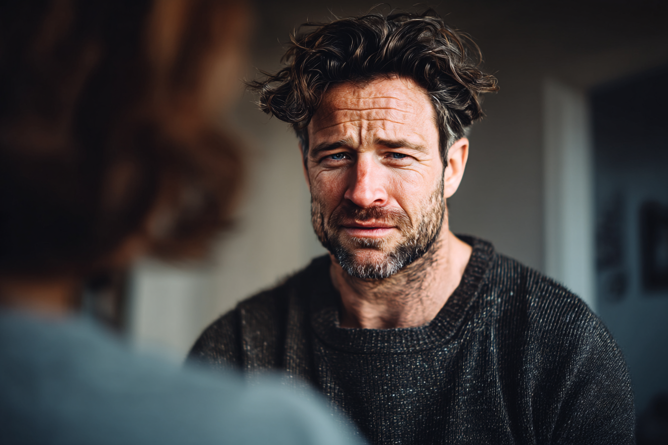 A man talking to his wife | Source: Midjourney