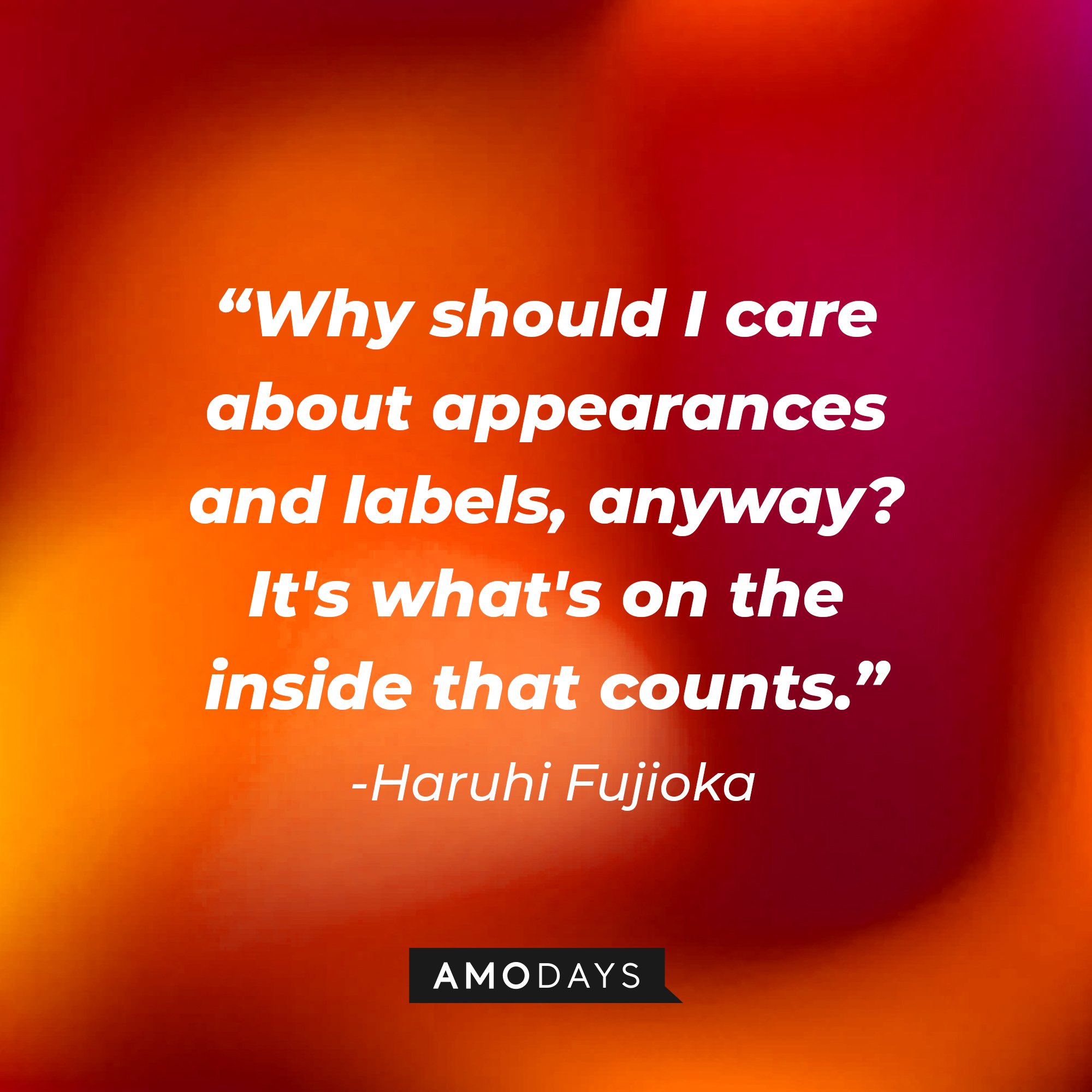 Haruhi Fujioka’s quote: "Why should I care about appearances and labels, anyway? It's what's on the inside that counts."  | Image: AmoDays