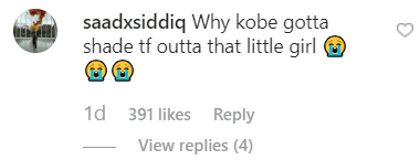 Screenshot of fan reaction to Kobe Bryant’s apparent dig at a young girl on his team | Photo: Instagram/kobebryant