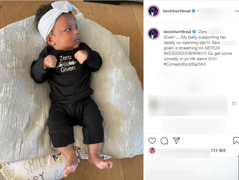 Kevin Hart's picture of his baby Kaori publicizing his Netflix movie. | Photo: Instagram/Kevinheart4real