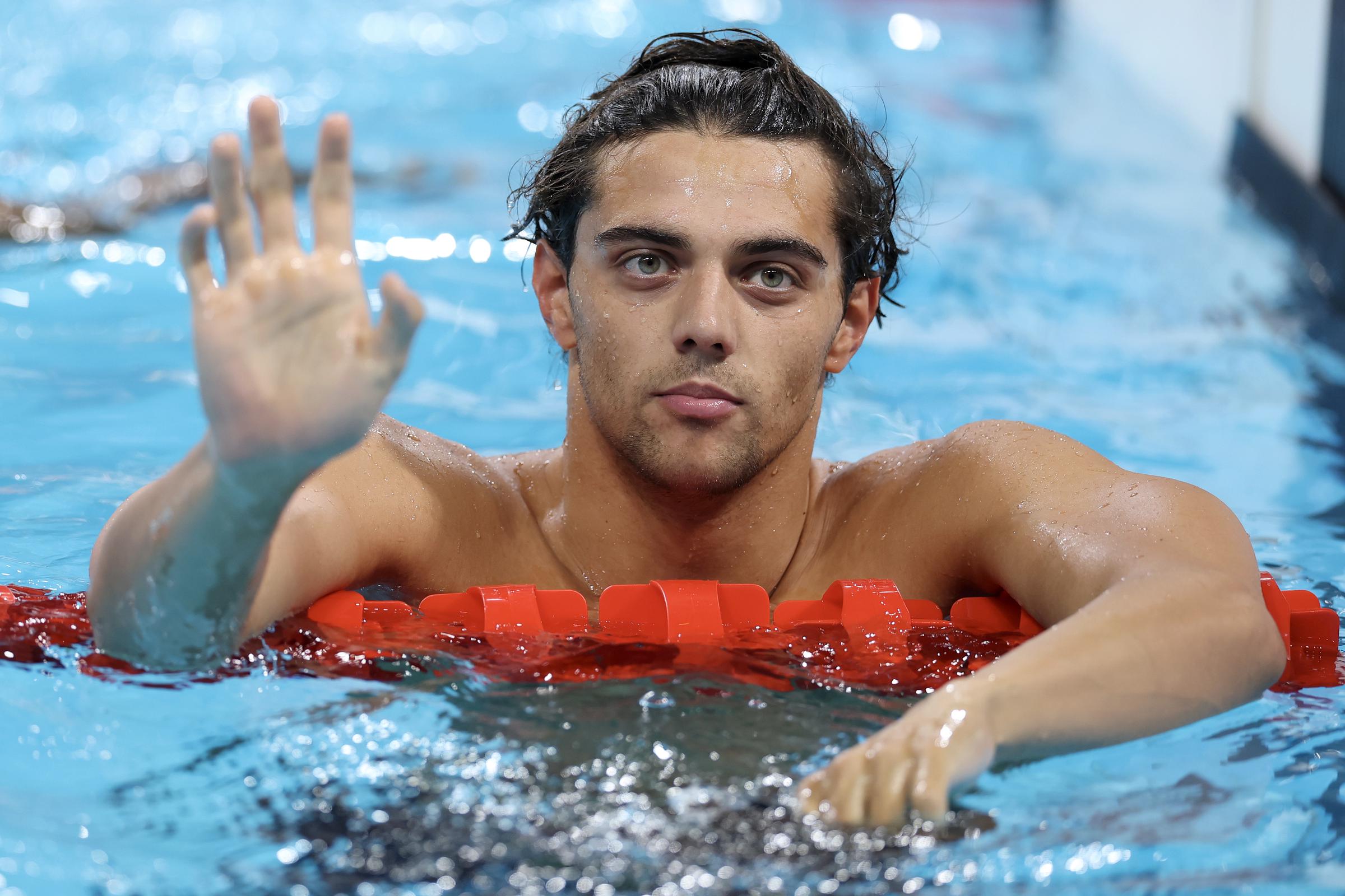 Thomas Ceccon after competing in the Men's 200-meter Backstroke Semifinals on day five of the Olympic Games Paris 2024 on July 31 in France. | Source: Getty Images