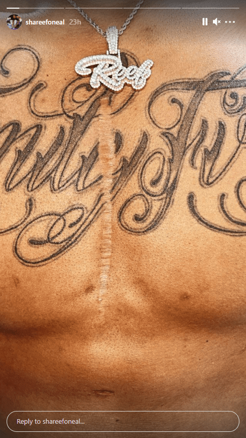 Shareef O'Neal shares a photo of his new tattoo on Instagram | Photo: Instagram.com/shareefoneal