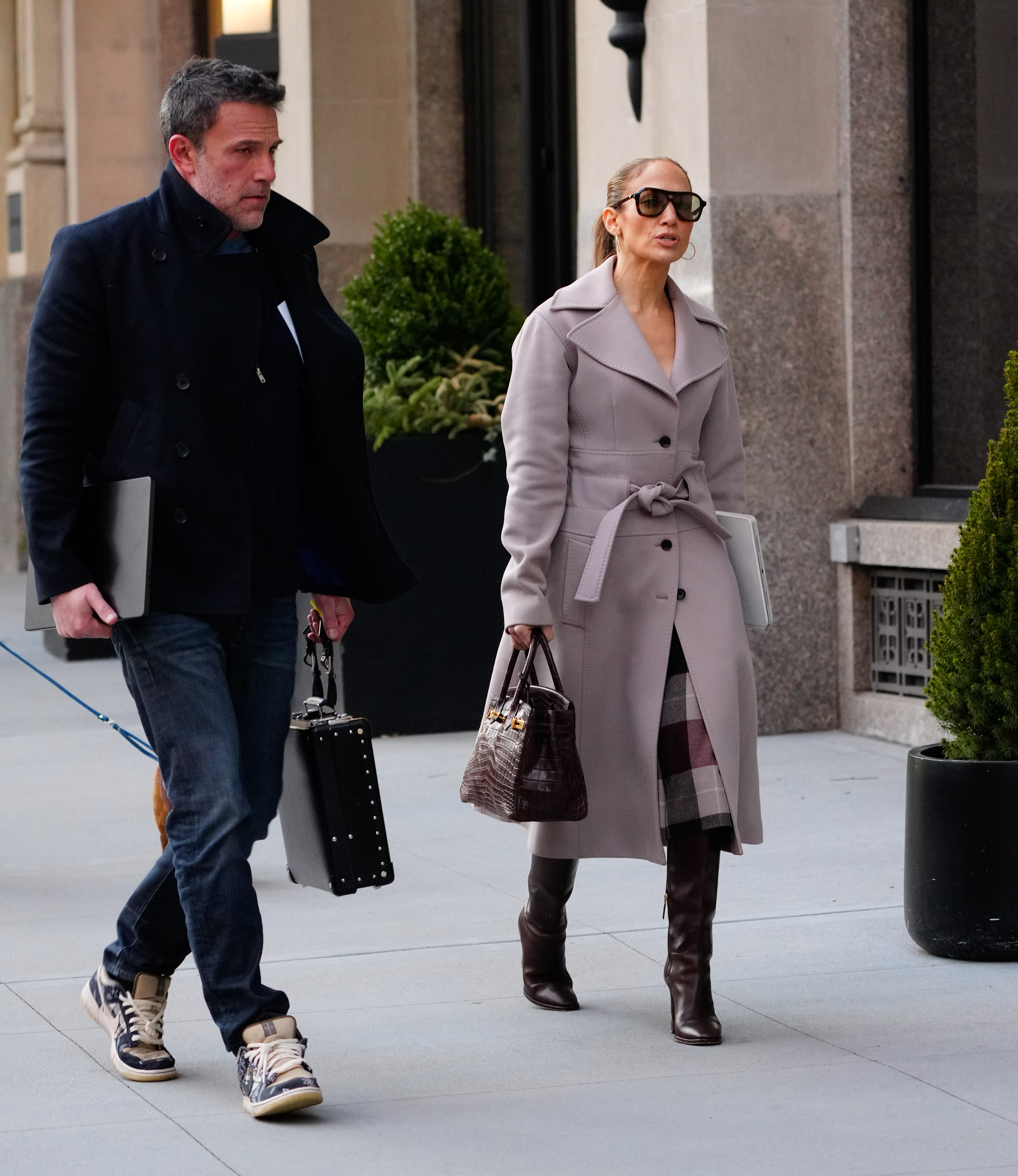 Ben Affleck and Jennifer Lopez were seen walking a bit apart from each other in New York City on March 29, 2024 | Source: Getty Images