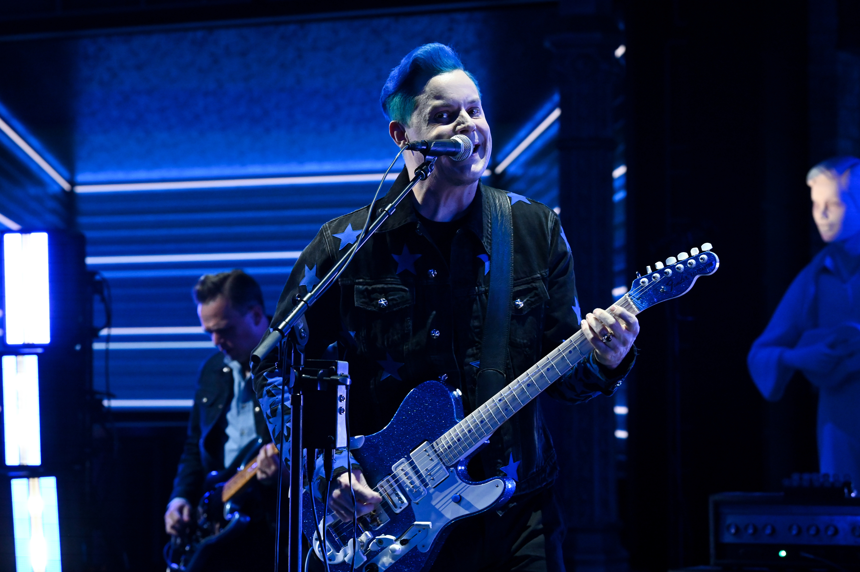 Jack White performs during an appearance on "The Late Show with Stephen Colbert" in April 2022, shortly after his surprise onstage wedding to Olivia Jean. The performance came during a period when the couple's relationship was attracting widespread public attention. | Source: Getty Images