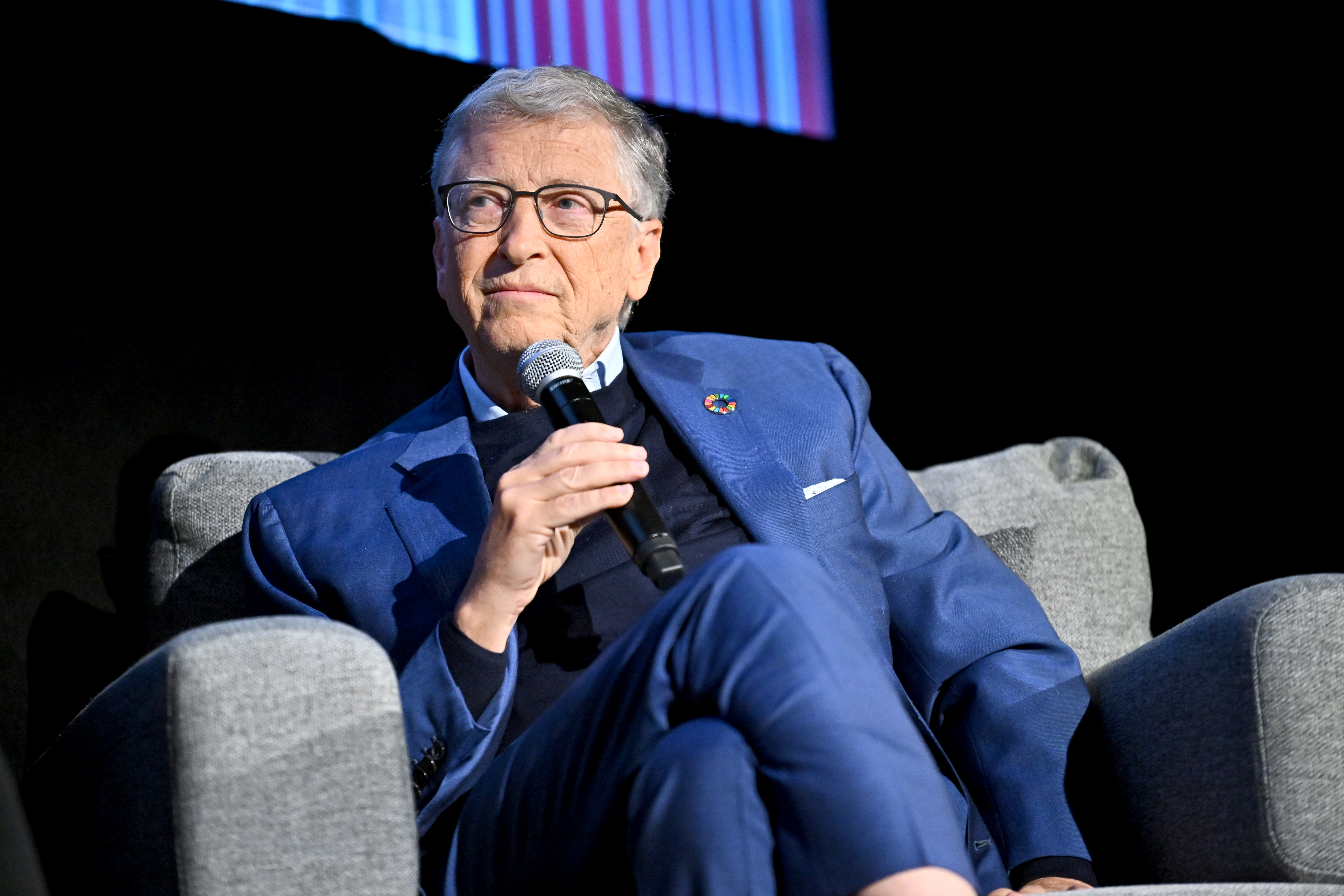 Bill Gates speaks onstage for a special conversation during "What’s Next? The Future With Bill Gates" at The Paris Theater on September 26, 2024 in New York City | Source: Getty Images