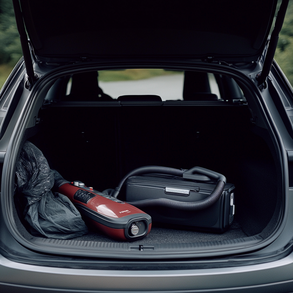 A vacuum cleaner lying in a car's trunk | Source: Midjourney