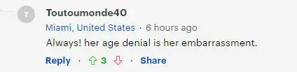 User comment on JLo's pajama dance video shared on an online post dated November 22, 2023 | Source: dailymail.co.uk