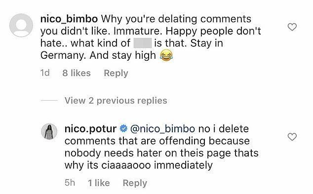 Screenshot of a fan comment on Nicole Poturalski's Instagram post on September 14, 2020. | Photo: Instagram/Nicole Poturalski