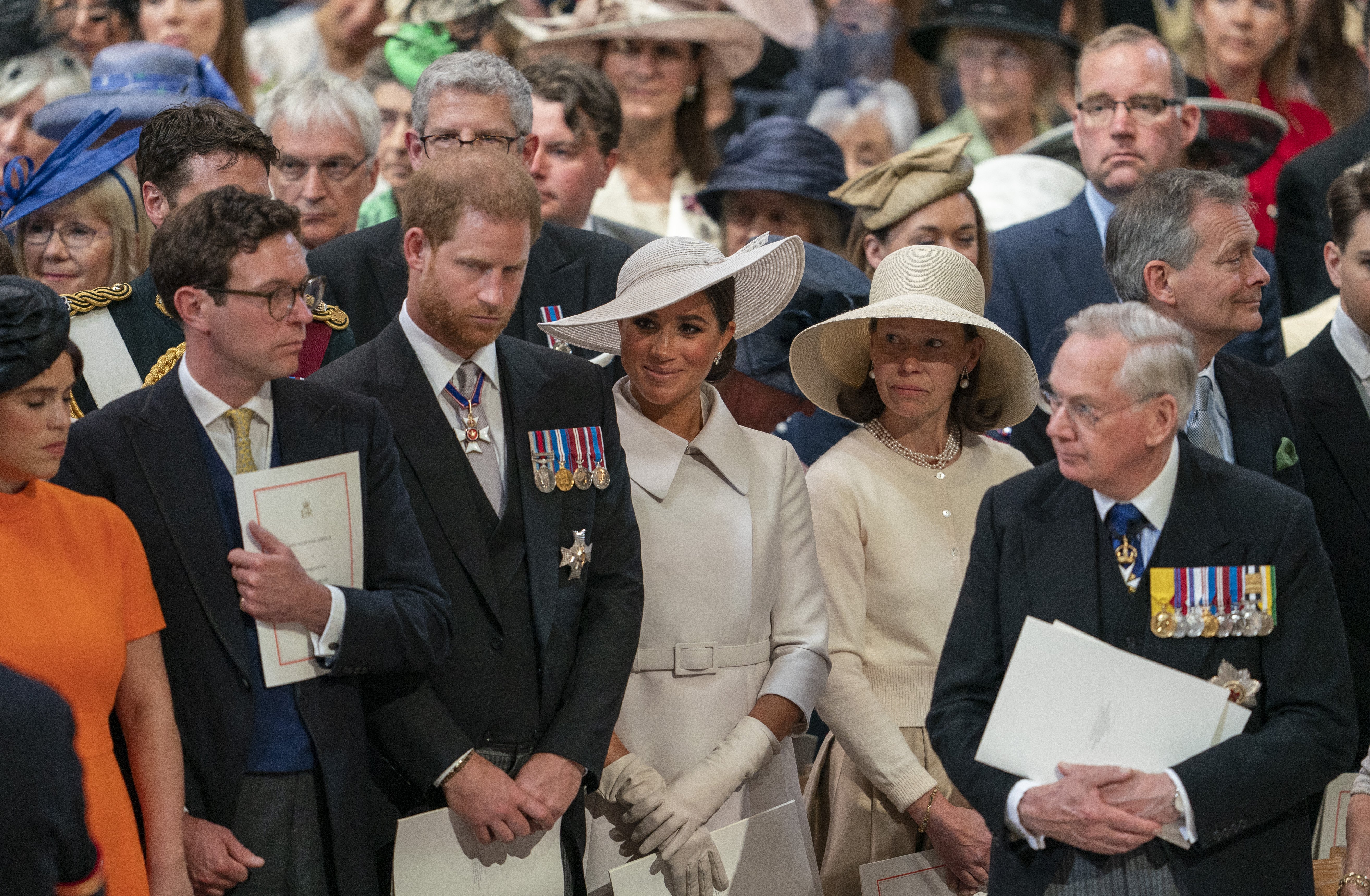 Princess Eugenie, Jack Brooksbank, Prince Harry and Meghan Markle in London 2022. | Source: Getty Images