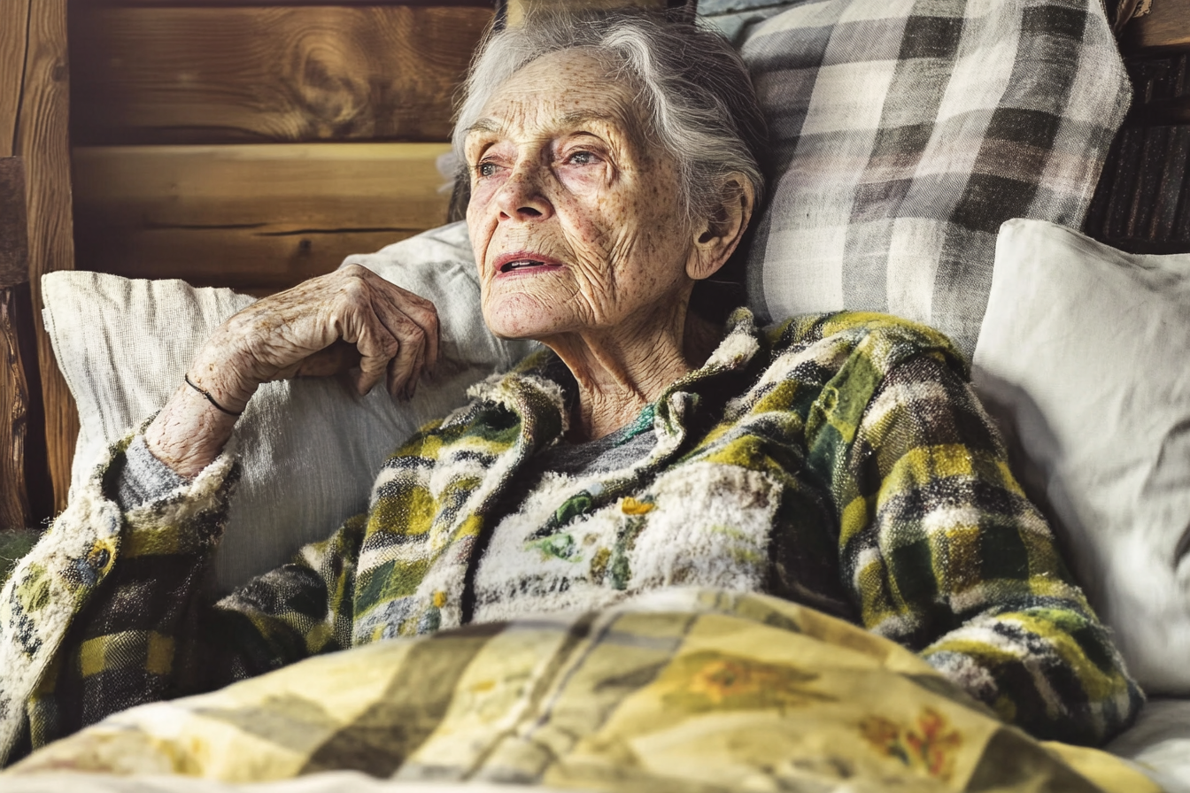 A woman lying in her bed | Source: Midjourney