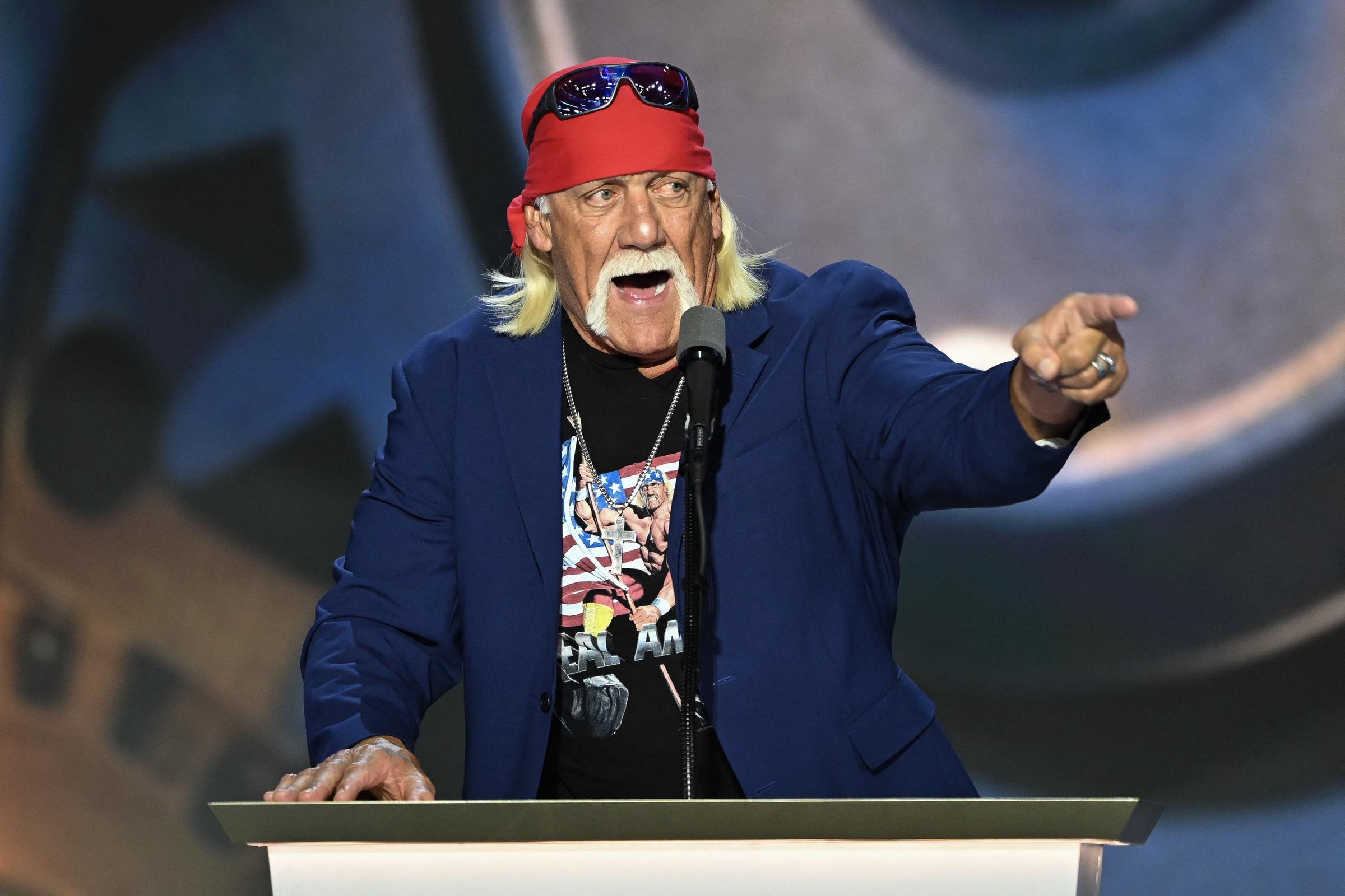 Hulk Hogan on the fourth day of the Republican National Convention at the Fiserv Forum on July 18, 2024, in Milwaukee, Wisconsin. | Source: Getty Images