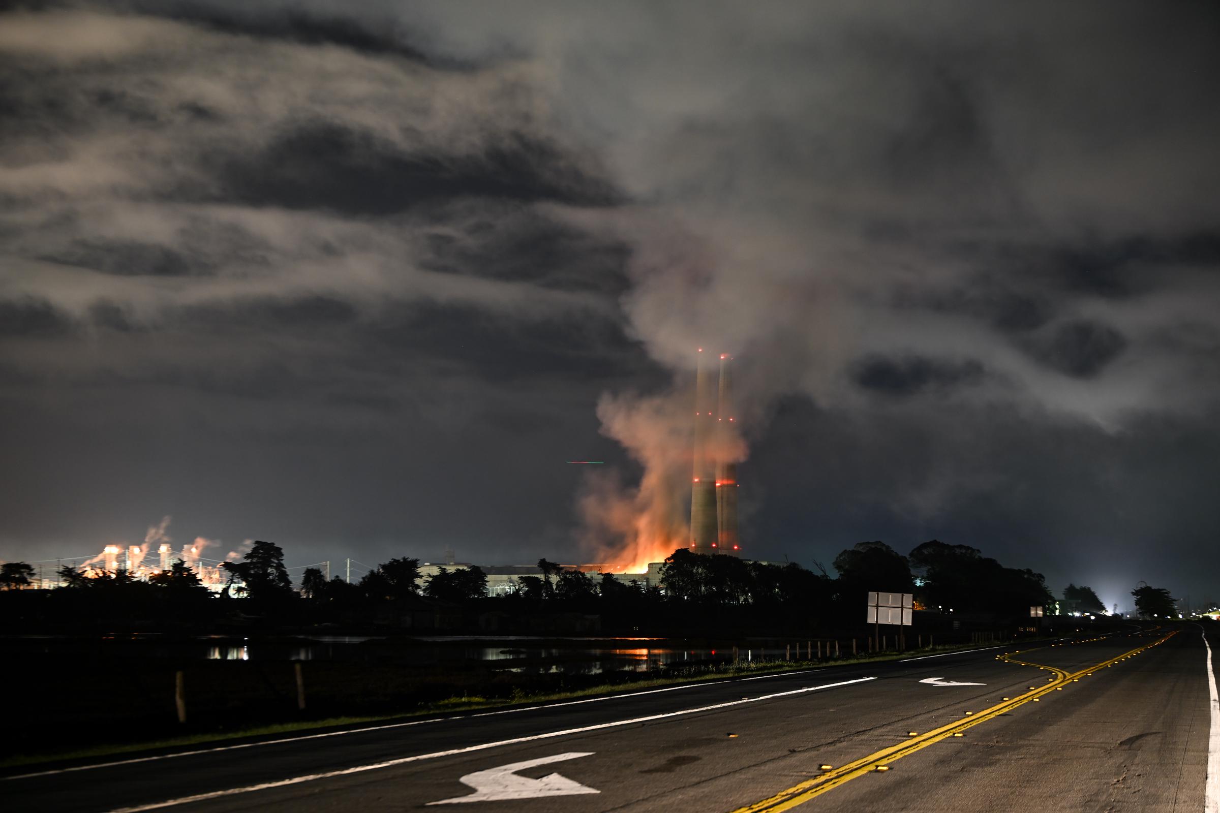 Moss Landing Power Plant in California on fire on January 17, 2025. | Source: Getty Images