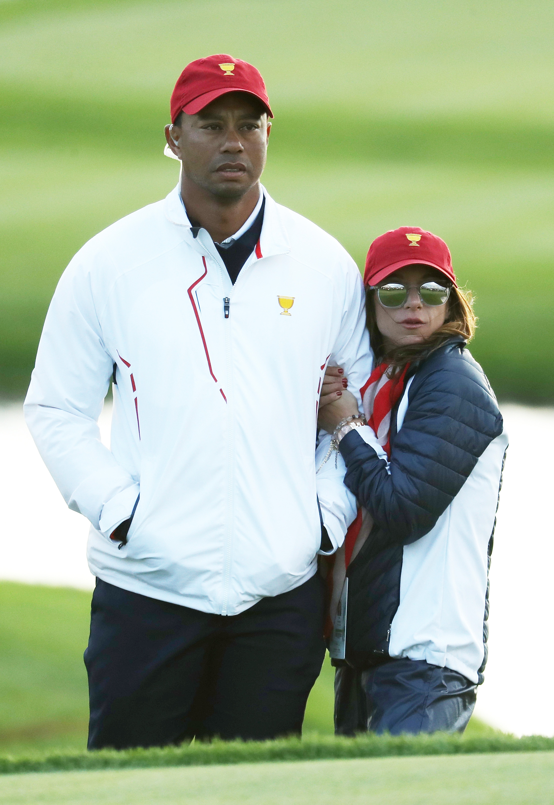 Tiger Woods and Erica Herman during the Presidents Cup in Jersey City, New Jersey on September 30, 2017. | Source: Getty Images