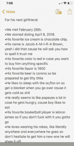Letter from ex-girlfriend to Jacob Brown. | Source: Twitter/jacobamirabrown