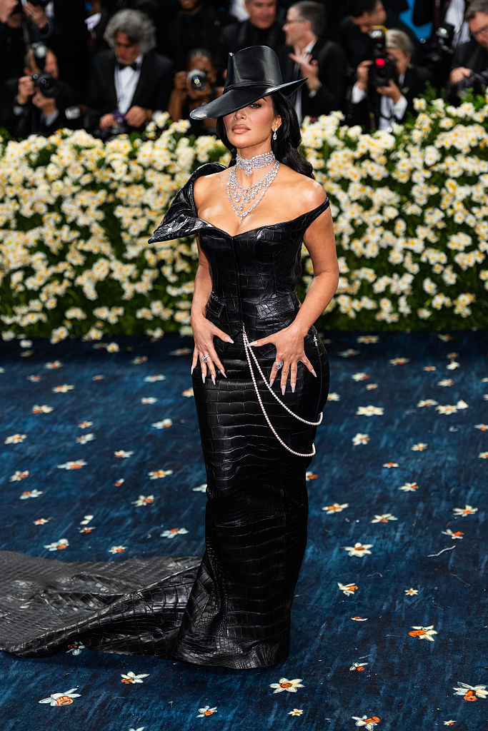 Kim Kardashian at the 2025 Met Gala on May 5 in New York City, honoring the theme "Superfine: Tailoring Black Style" at the Metropolitan Museum of Art.