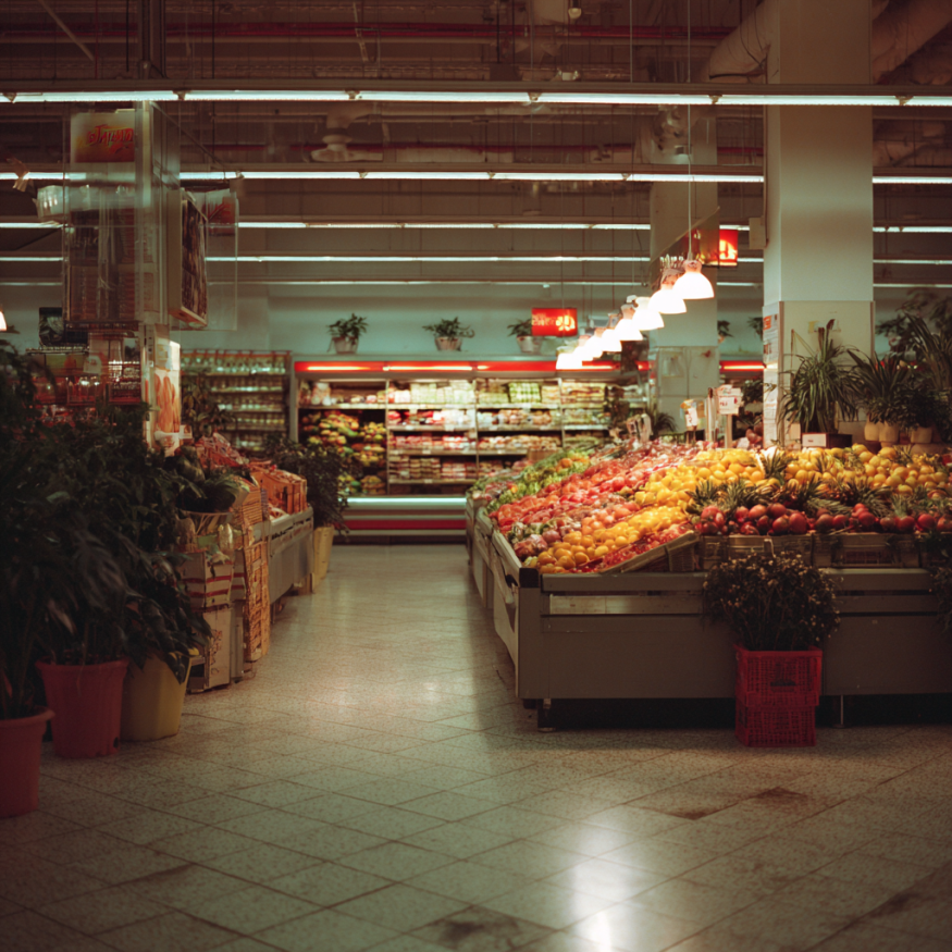 A grocery store interior | Source: Midjourney