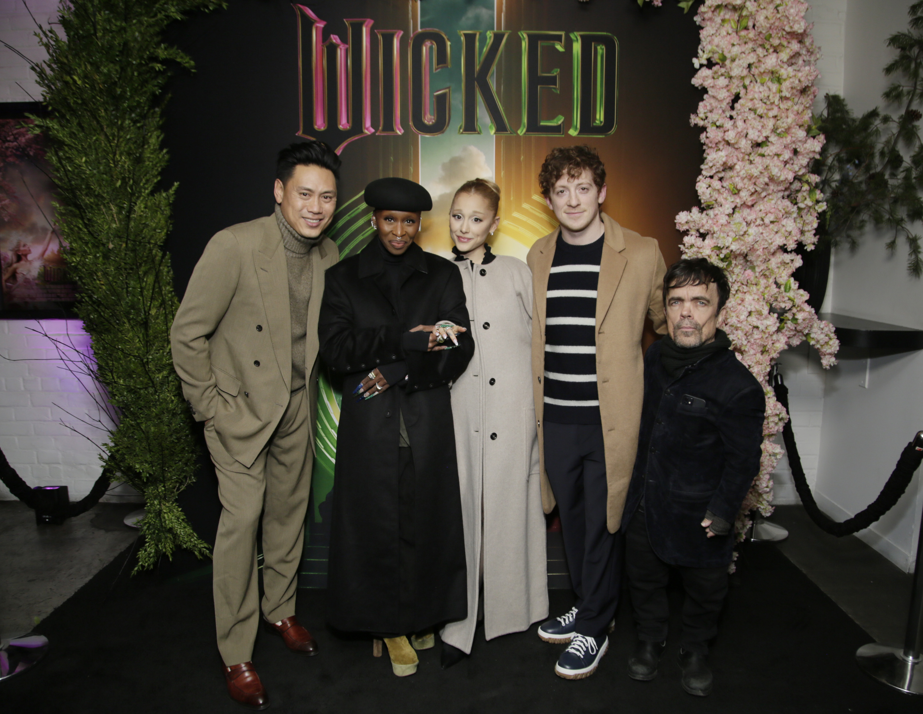 Jon M. Chu, Cynthia Erivo, Ariana Grande, Ethan Slater, and Peter Dinklage on December 03, 2024, in New York City | Source: Getty Images