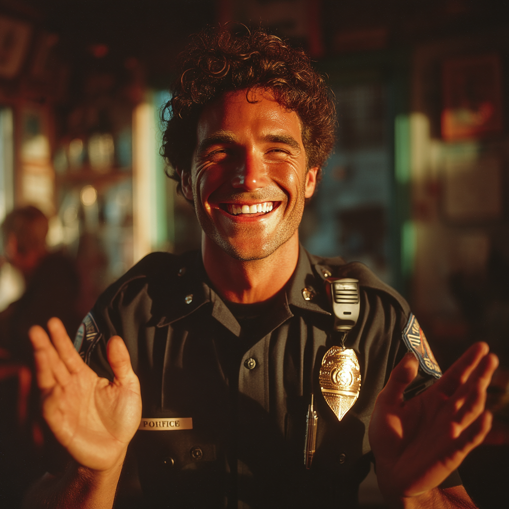 A happy policeman celebrating | Source: Midjourney
