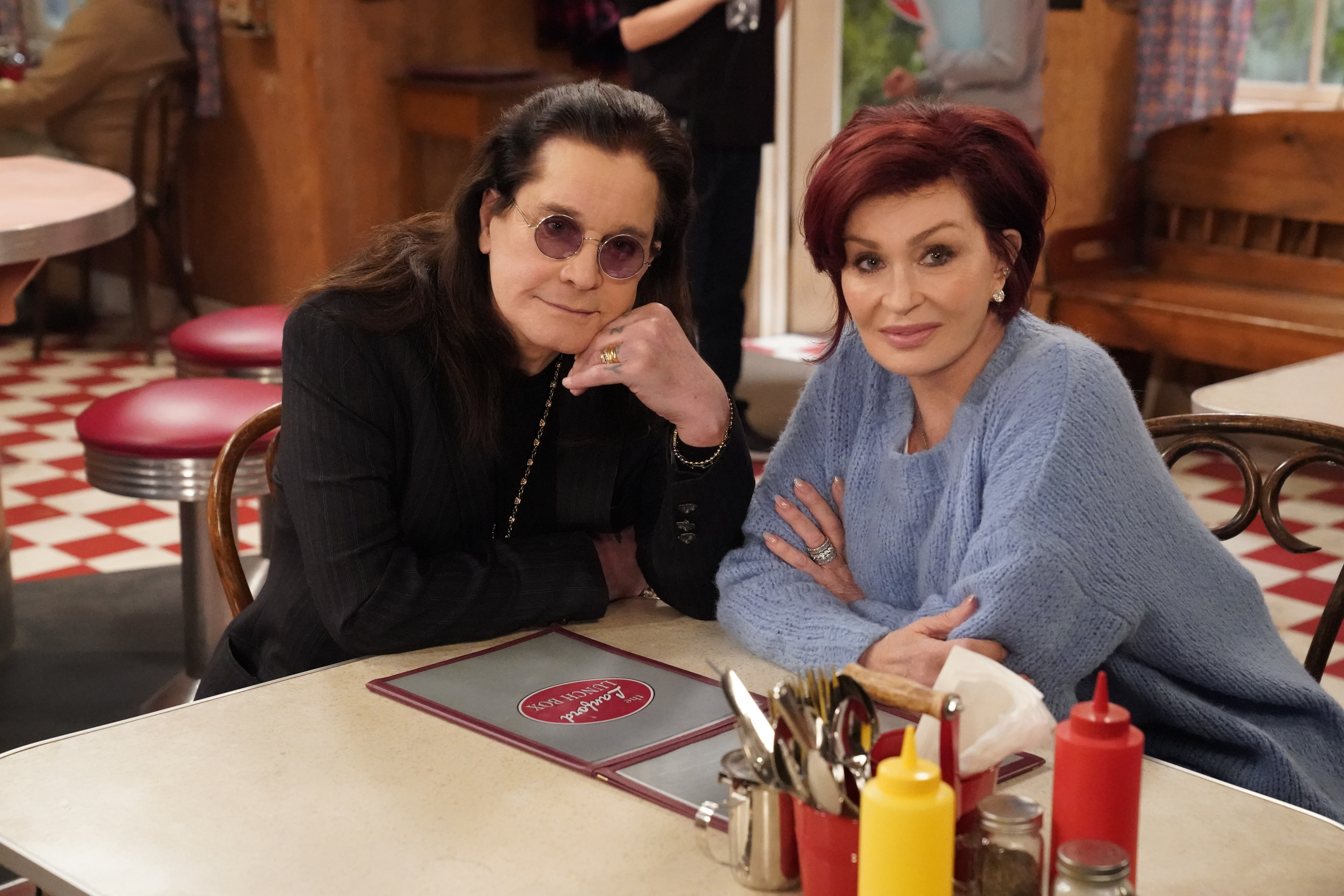 Ozzy and Sharon Osbourne on the set of "The Conners" in 2020. | Source: Getty Images