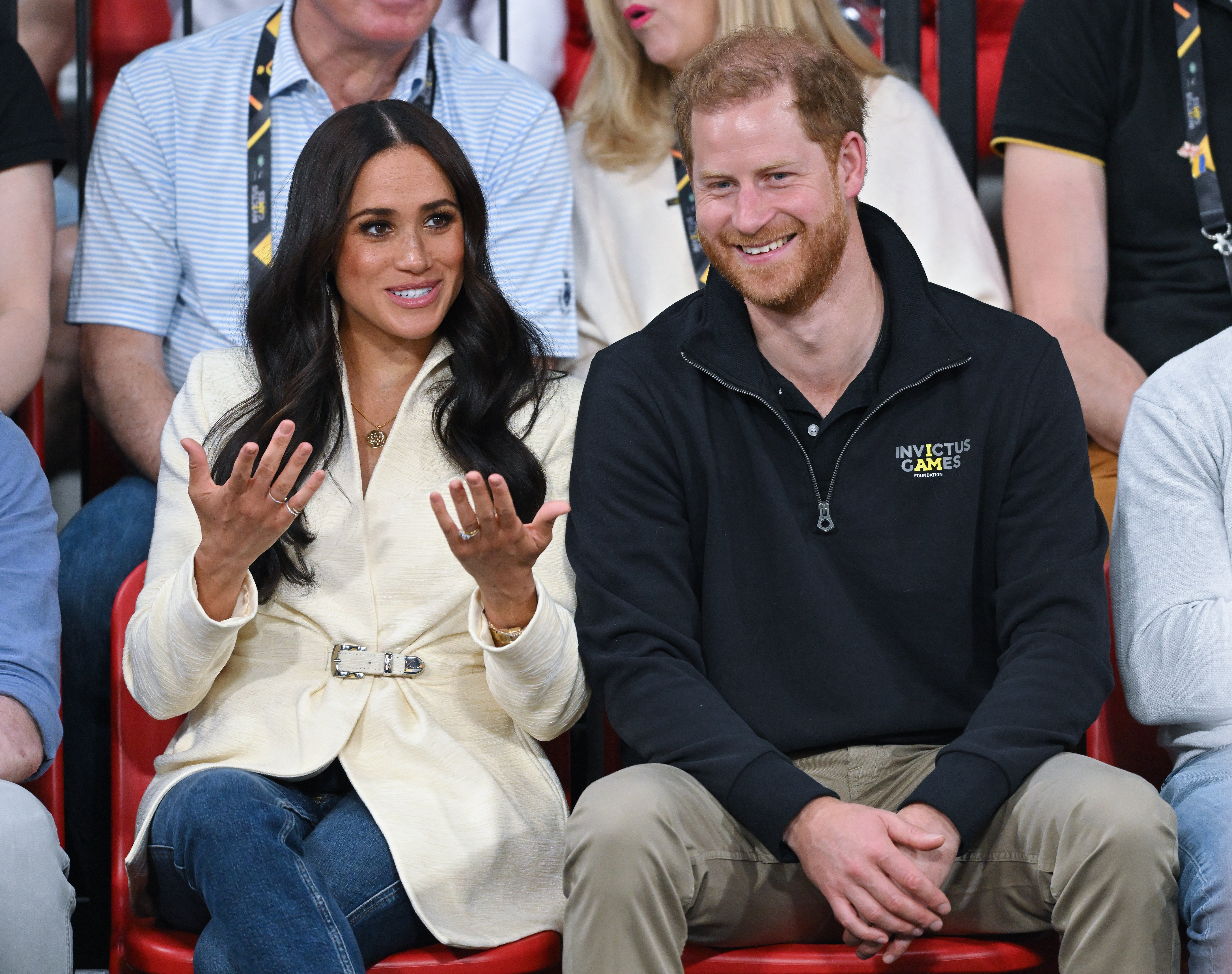 Prince Harry, Duke of Sussex, and Meghan, Duchess of Sussex, attend the sitting volleyball event during the Invictus Games at Zuiderpark on April 17, 2022, in The Hague, Netherlands. | Source: Getty Images