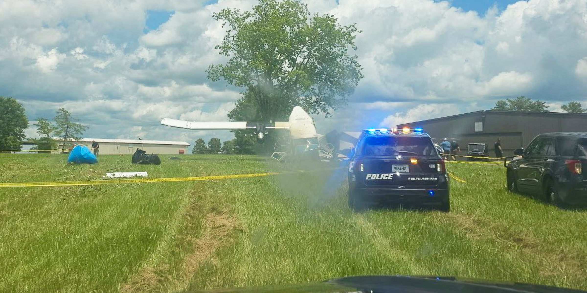 Skydiving plane crash scene in Tullahoma, Tennessee | Source: x/TNHighwayPatrol