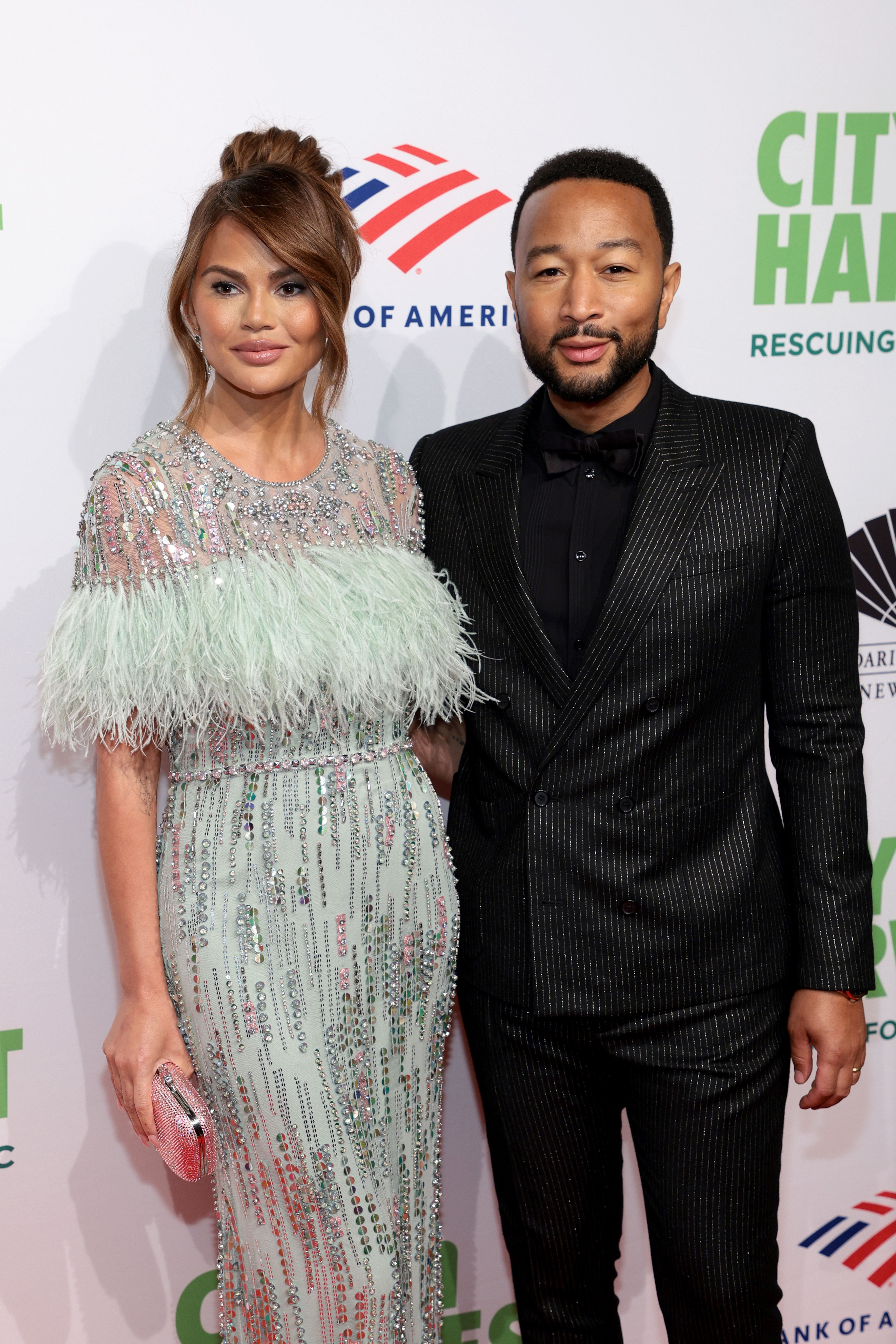 Model Chrissy Teigen and singer John Legend attending the City Harvest Presents The 2022 Gala: Red Supper Club at Cipriani 42nd Street on April 26, 2022 in New York City.┃Source: Getty Images