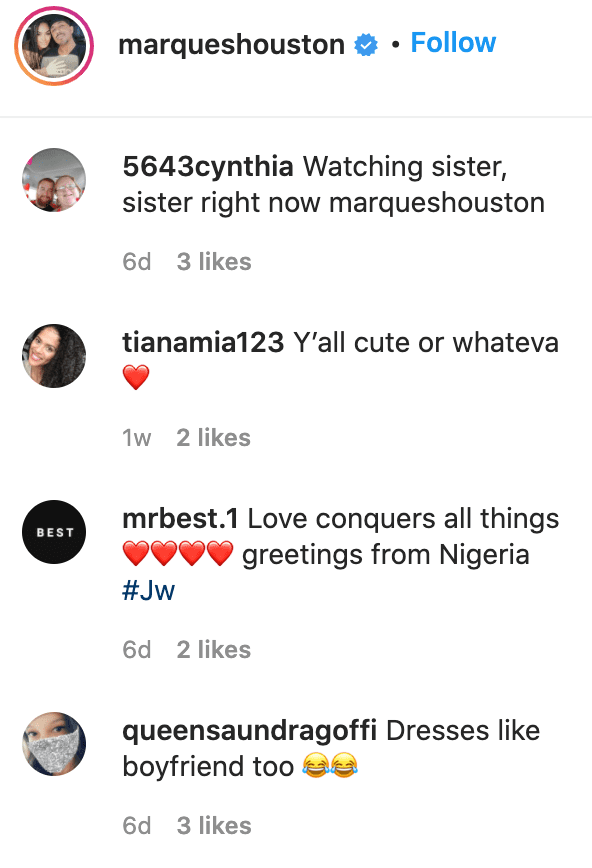 Fans' comments on Miya Houston's photo. | Source: Instagram/miyahouston