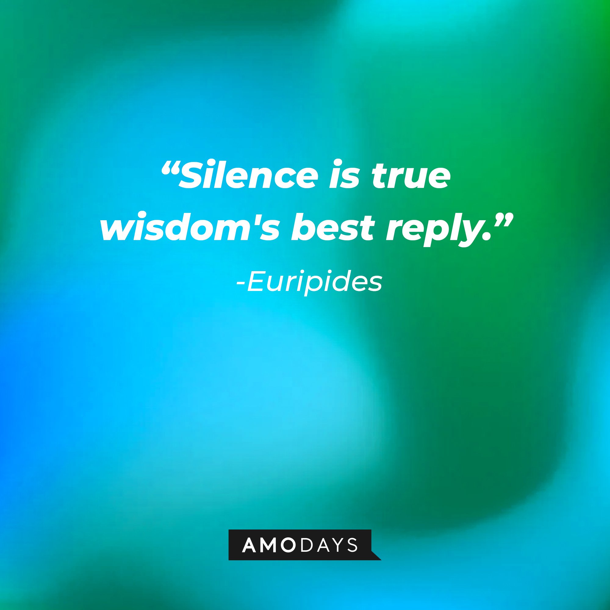 Euripides' quote:\\\\u00a0"Silence is true wisdom's best reply."\\\\u00a0| Image: AmoDays