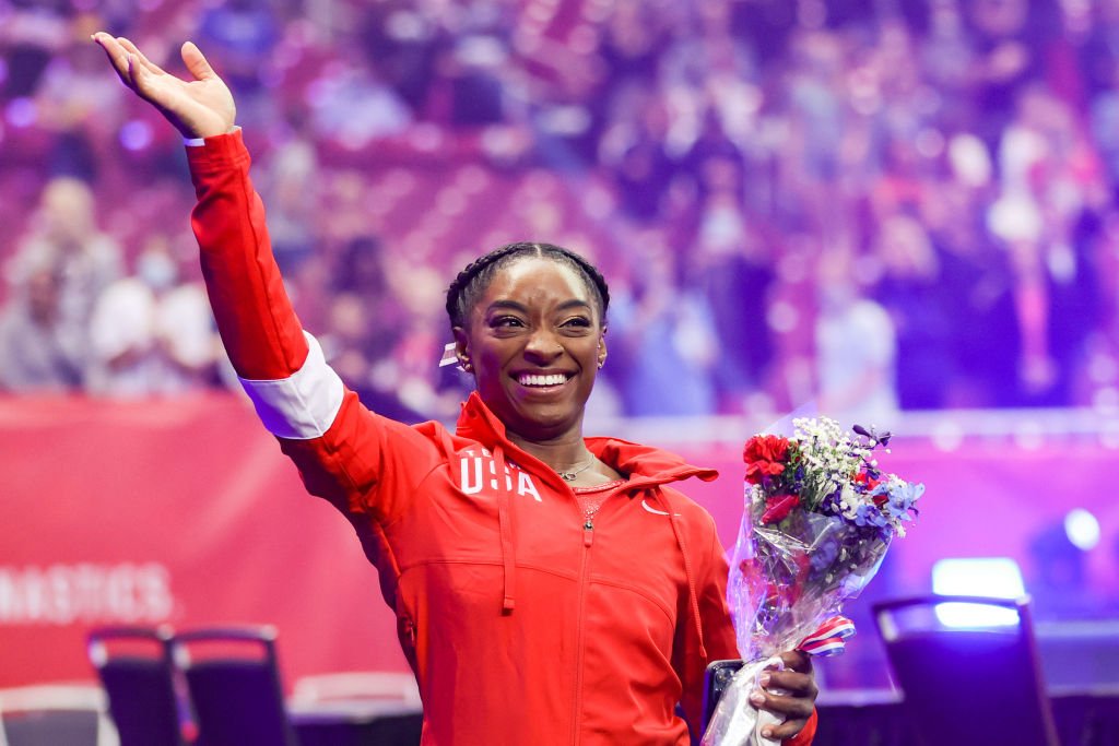 Simone Biles at the Women's competition of the 2021 U.S. Gymnastics Olympic Trials, June 2021 | Source: Getty Images